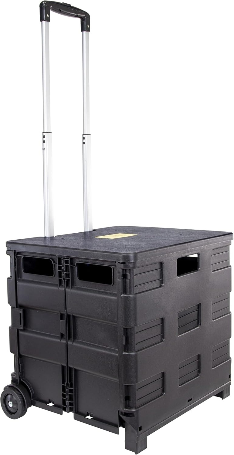 Office Supply Cart - Carrinho de Plástico Preto Reforçado Dobrável