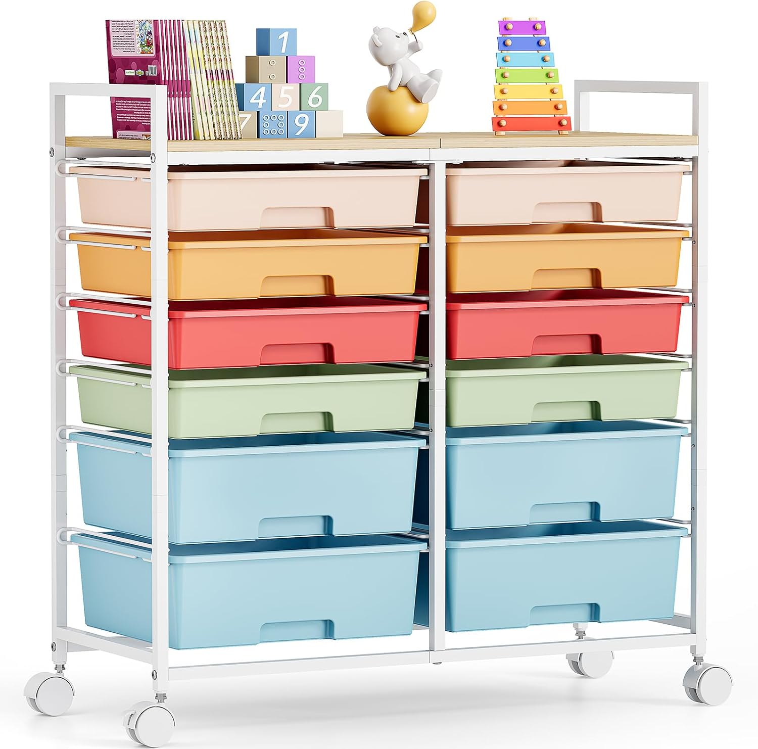 Office Supply Cart - Carrinho de Armazenamento com 12 Gavetas,