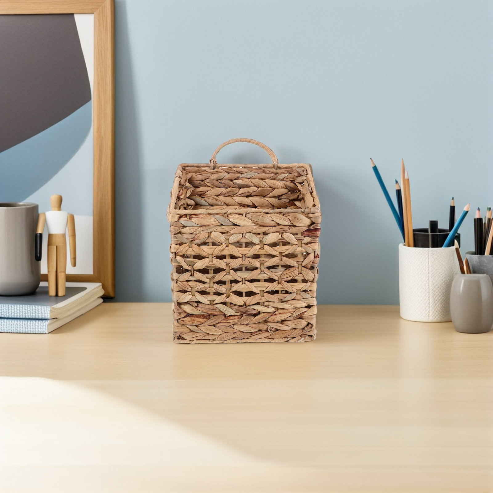 Magazine File Holder - Cesto de Armazenamento Suspenso de Vime,