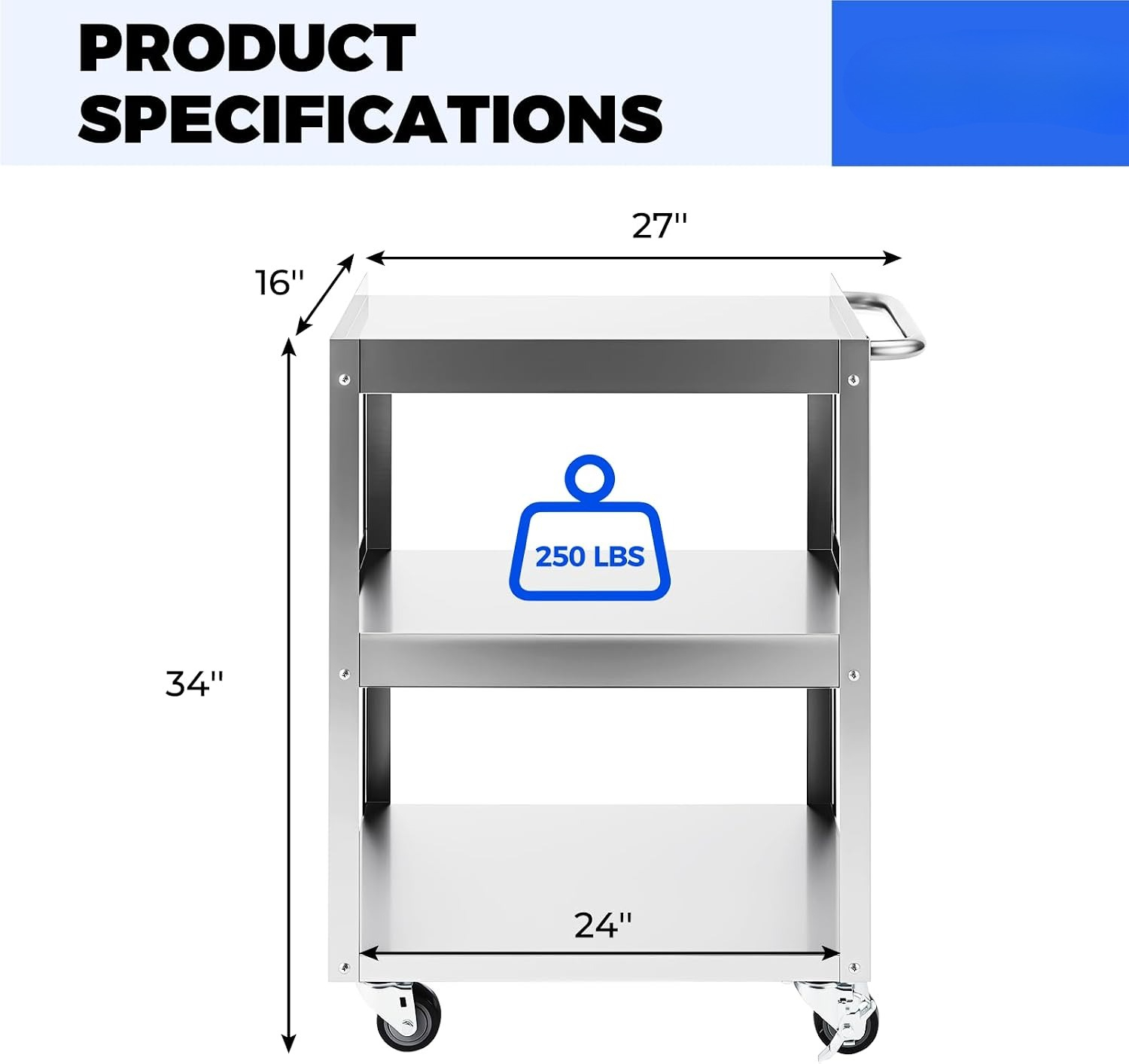 Carrinho Utilitário de Aço Ino - Office Supply Cart avaliação e preço