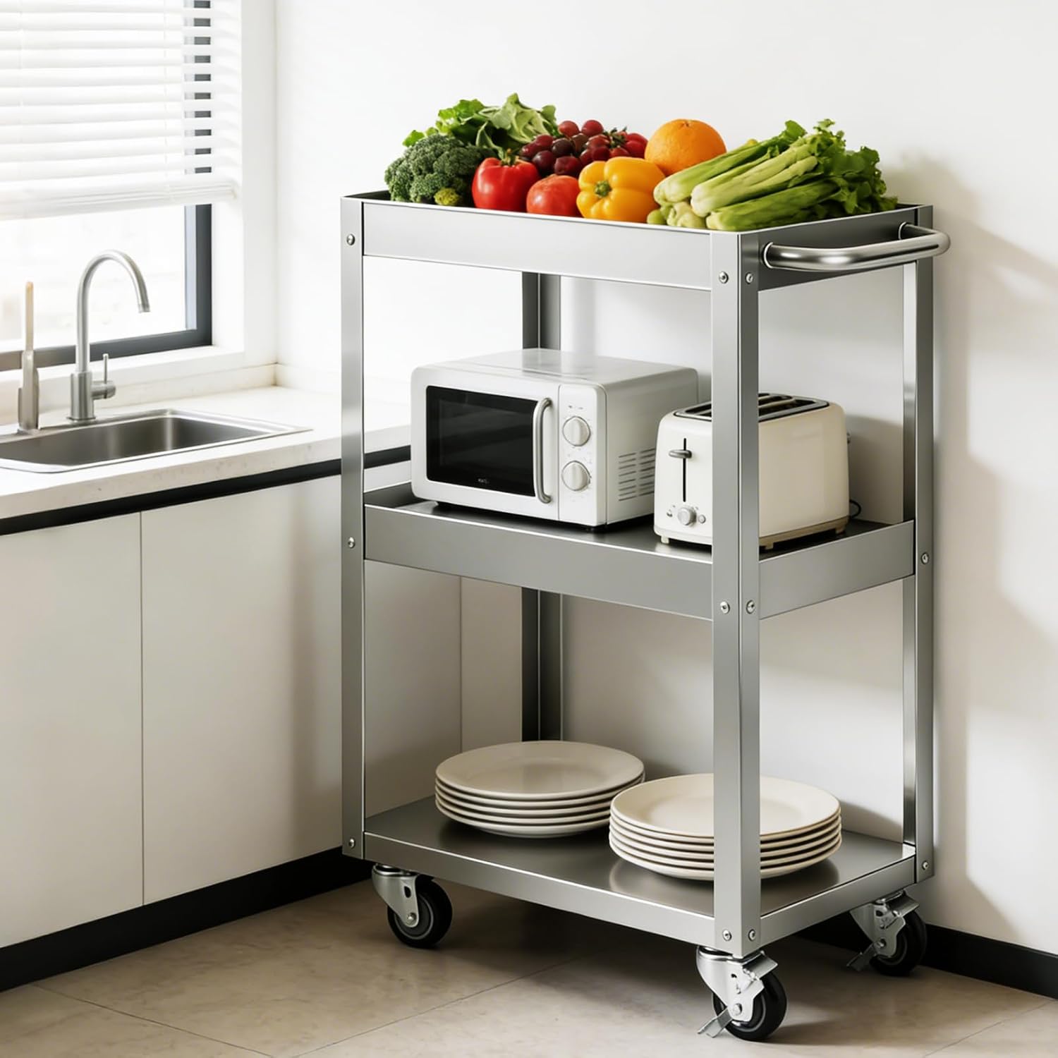 Carrinho Utilitário de Aço Ino - Office Supply Cart avaliação e preço